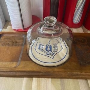 Vintage Charcuterie Wooden Cheese Serving Board With Cloche Dome Glass Lid